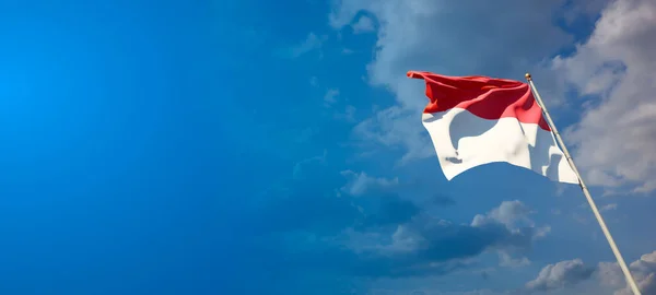 Hermosa Bandera Del Estado Mónaco Con Espacio Blanco Sobre Amplio — Foto de Stock