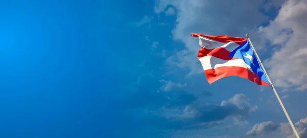 Bela Bandeira Nacional Estado Porto Rico Com Espaço Branco Fundo — Fotografia de Stock