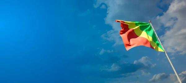 Hermosa Bandera Del Estado Congo Con Espacio Blanco Amplio Fondo — Foto de Stock