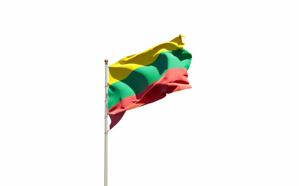 Bela Bandeira Nacional Estado Lituânia Fundo Branco Isolado Close Bandeira — Fotografia de Stock