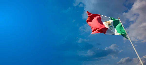 Hermosa Bandera Del Estado México Con Espacio Blanco Amplio Fondo — Foto de Stock