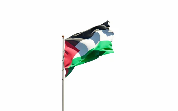 Prachtige Nationale Vlag Van Palestina Wapperend Tegen Achtergrond Van Lucht — Stockfoto