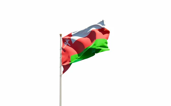 Prachtige Nationale Vlag Van Oman Fladderend Hemelse Achtergrond Low Angle — Stockfoto