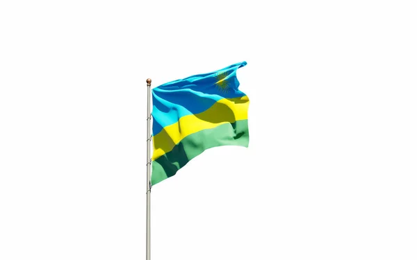 Beautiful National State Flag Rwanda Fluttering Sky Background Low Angle — Stock Photo, Image