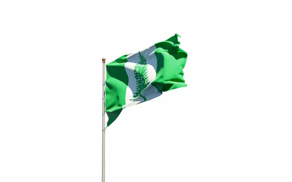 Красивый Национальный Государственный Флаг Норфолка Развевающийся Фоне Неба Низкий Угол — стоковое фото