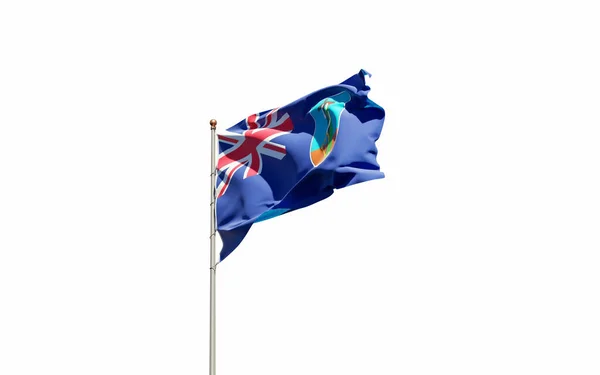 Prachtige Nationale Vlag Van Montserrat Wapperend Achtergrond Van Lucht Low — Stockfoto