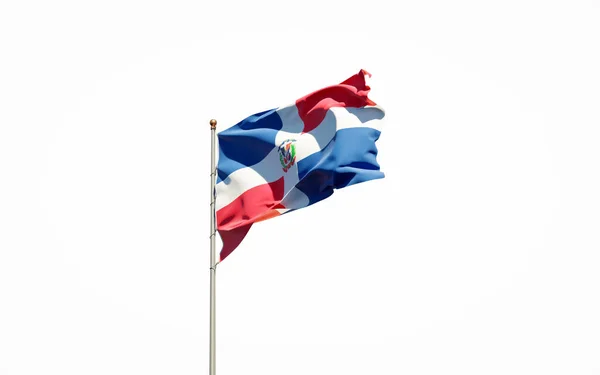 Frumosul Steag Național Republicii Dominicane Fundal Alb Izolat Aproape Republica — Fotografie, imagine de stoc