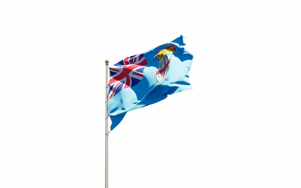 Bela Bandeira Nacional Estado Fiji Fundo Branco Isolado Close Fiji — Fotografia de Stock