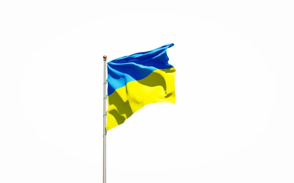 Schöne Nationalflagge Der Ukraine Auf Weißem Hintergrund Isolierte Nahaufnahme Der — Stockfoto