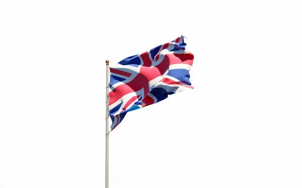 Vacker Nationalstatsflagga Storbritannien Vit Bakgrund Enskilt Närbild Flagga Konstverk — Stockfoto