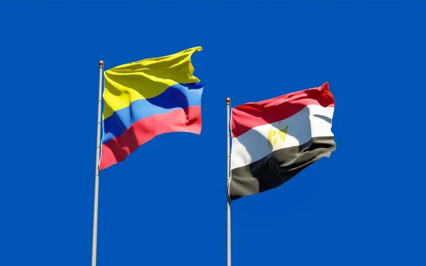 Flaggor Från Egypten Och Colombia Konstverk — Stockfoto