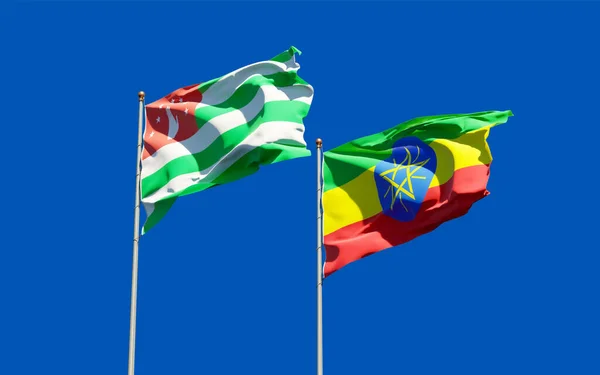 エチオピアとアブハジアの国旗 3Dアートワーク — ストック写真