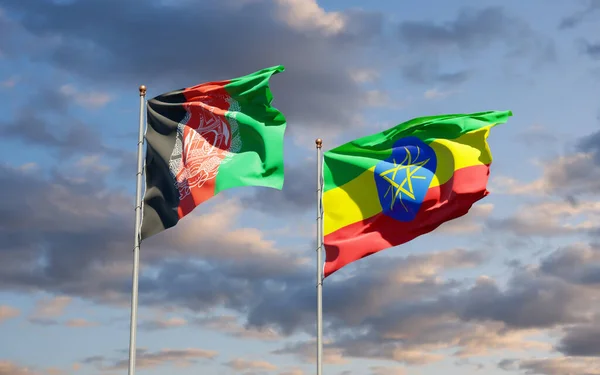 Σημαίες Της Αιθιοπίας Και Του Αφγανιστάν Έργα Τέχνης — Φωτογραφία Αρχείου