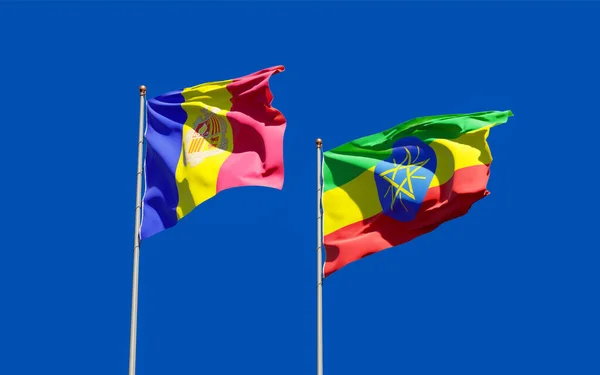 Vlajky Etiopie Andorry Kresba — Stock fotografie