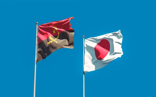 Banderas Japón Angola Obras Arte —  Fotos de Stock