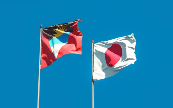 日本及安提瓜和巴布达的国旗 3D艺术品 — 图库照片