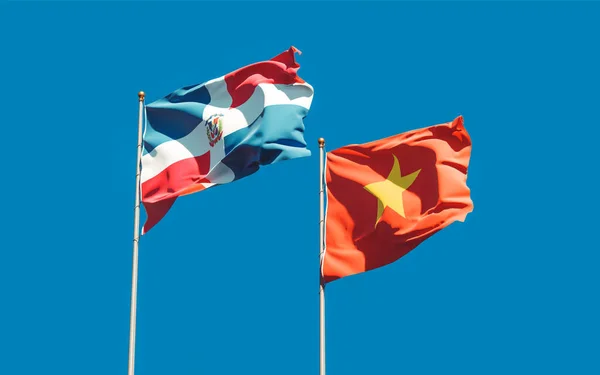 Vlaggen Van Vietnam Dominicaanse Republiek Kunstwerken — Stockfoto