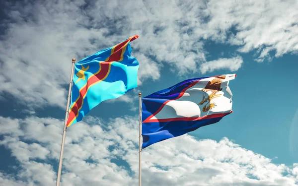 Banderas Del Congo Samoa Americana Obras Arte —  Fotos de Stock