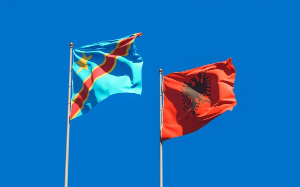 Vlaggen Van Congo Albanië Kunstwerken — Stockfoto