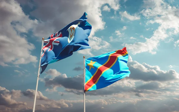 Flaggor Från Kongo Och Anguilla Konstverk — Stockfoto