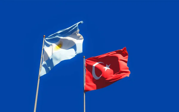 Bandeiras Turquia Argentina Obra — Fotografia de Stock
