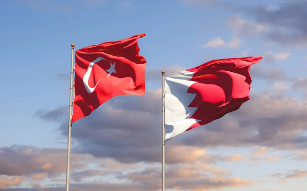 Hindi ve Bahreyn Bayrakları. 3B sanat eseri  