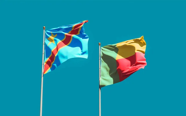 Vlajky Kongo Benina Kresba — Stock fotografie