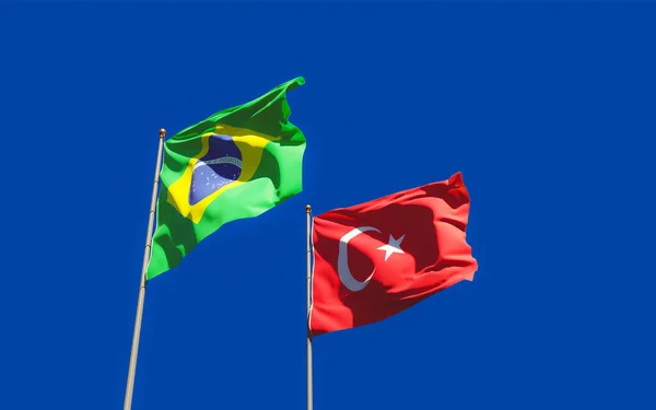 Drapeaux Brésil Turquie Oeuvre — Photo