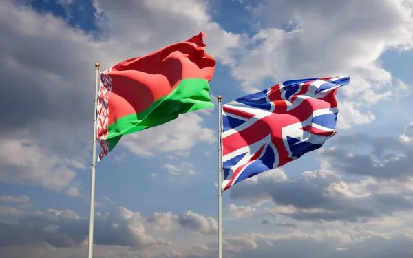 Bandeiras Reino Unido Bielorrússia Obra — Fotografia de Stock