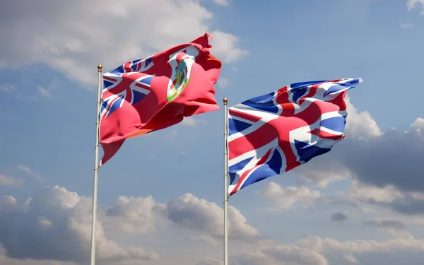 Bandeiras Reino Unido Britânico Bermuda Obra — Fotografia de Stock