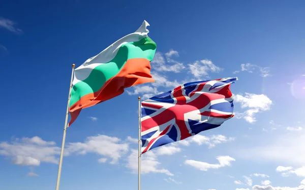 Bandeiras Reino Unido Britânico Bulgária Obra — Fotografia de Stock