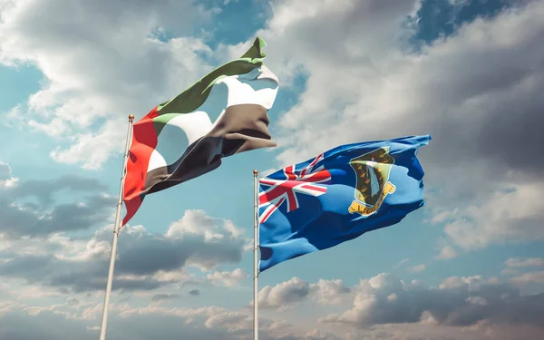 Flaggor Förenade Arabemiraten Och Brittiska Jungfruöarna Konstverk — Stockfoto