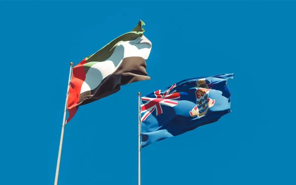 Drapeaux Des Émirats Arabes Unis Des Îles Caïmans Oeuvre — Photo