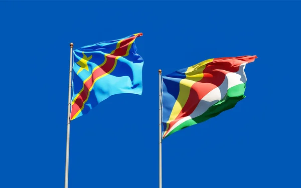 Σημαίες Σεϋχελλών Και Κονγκό Έργα Τέχνης — Φωτογραφία Αρχείου