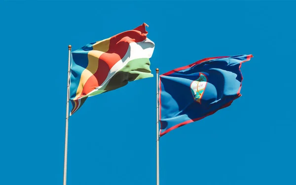 Drapeaux Des Seychelles Guam Oeuvre — Photo