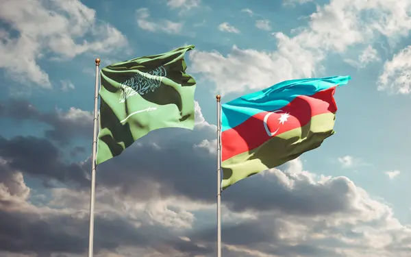 Flaggor Från Saudiarabien Och Azerbajdzjan Konstverk — Stockfoto