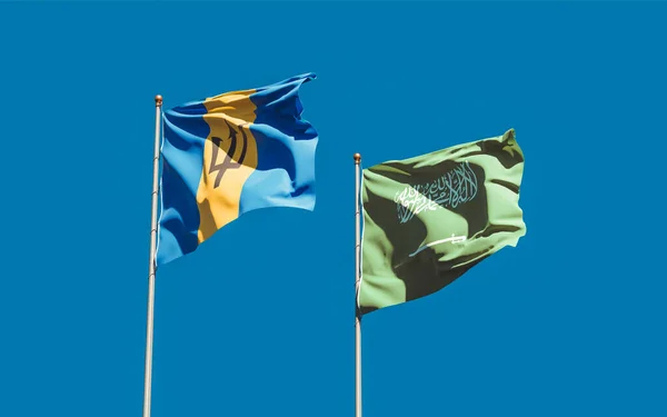 Flags Saudi Arabia Barbados Artwork — Stock Photo, Image