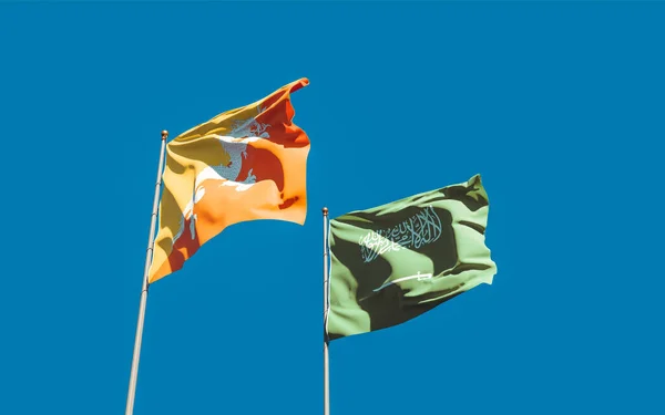 Vlajky Saúdské Arábie Bhútánu Kresba — Stock fotografie