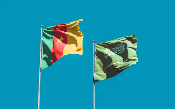 サウジアラビアとカメルーンの国旗 3Dアートワーク — ストック写真
