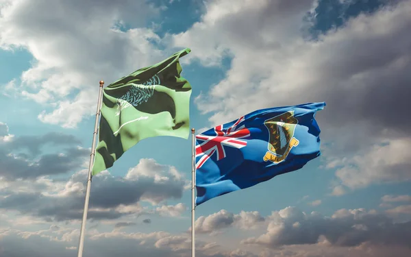 Drapeaux Arabie Saoudite Des Îles Vierges Britanniques Oeuvre — Photo