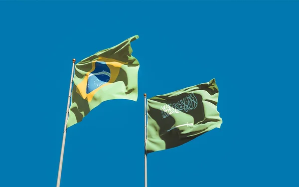 Brasiliens Och Saudiarabiens Flaggor Konstverk — Stockfoto