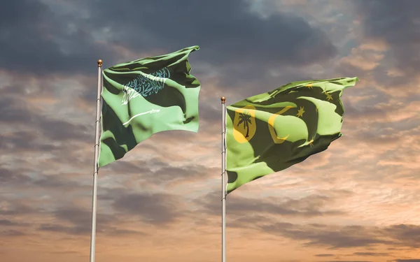 Drapeaux Arabie Saoudite Île Cocos Oeuvre — Photo