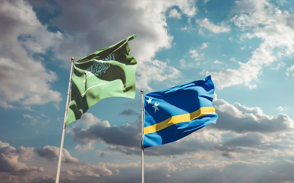Flaggor Från Saudiarabien Och Curacao Konstverk — Stockfoto