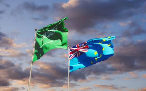 Drapeaux Tuvalu Arabie Saoudite Oeuvre — Photo