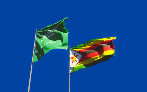 Banderas Zimbabue Arabia Saudita Obras Arte — Foto de Stock