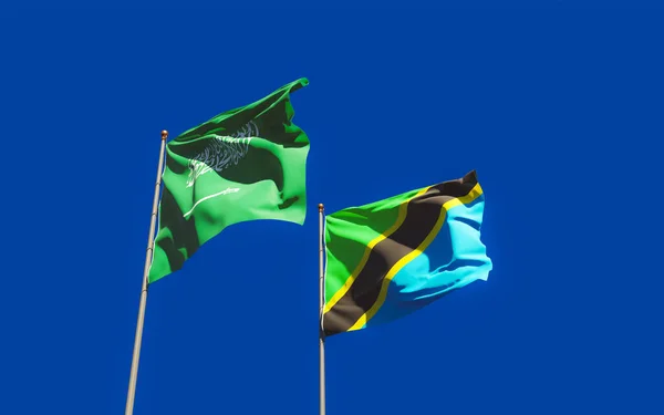 Tanzánia Szaúd Arábia Zászlói Grafika — Stock Fotó