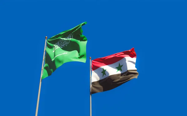 Flaggor Från Syrien Och Saudiarabien Konstverk — Stockfoto
