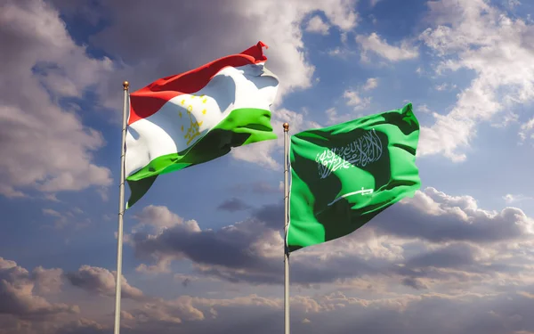 Tádzsikisztán Szaúd Arábia Zászlói Grafika — Stock Fotó