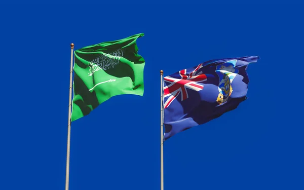 福克兰群岛和沙特阿拉伯的国旗 3D艺术品 — 图库照片