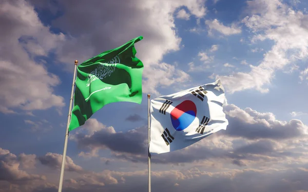 Banderas Corea Del Sur Arabia Saudita Obras Arte —  Fotos de Stock
